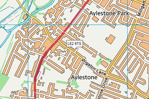 LE2 8TS map - OS VectorMap District (Ordnance Survey)