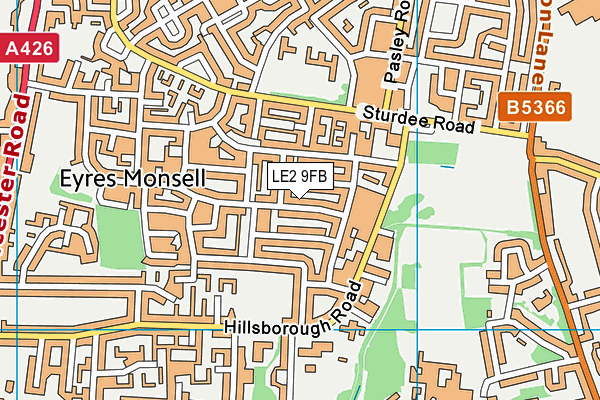 LE2 9FB map - OS VectorMap District (Ordnance Survey)