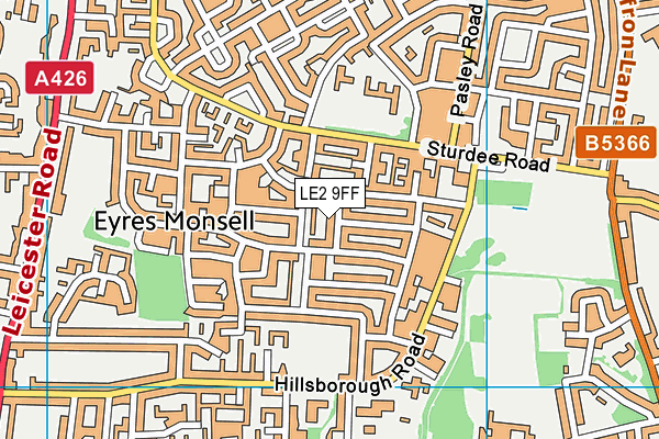LE2 9FF map - OS VectorMap District (Ordnance Survey)