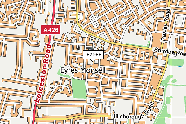 LE2 9FH map - OS VectorMap District (Ordnance Survey)