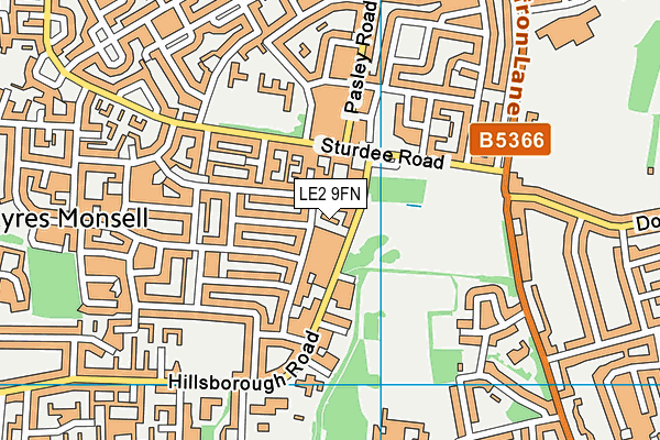 LE2 9FN map - OS VectorMap District (Ordnance Survey)