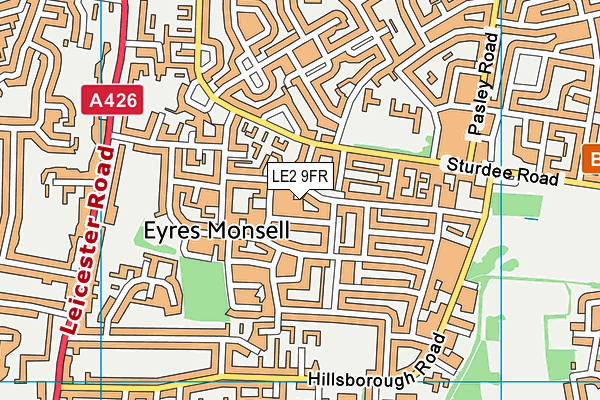 LE2 9FR map - OS VectorMap District (Ordnance Survey)