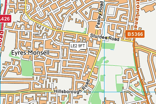 LE2 9FT map - OS VectorMap District (Ordnance Survey)
