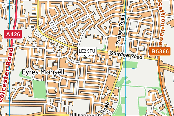 LE2 9FU map - OS VectorMap District (Ordnance Survey)