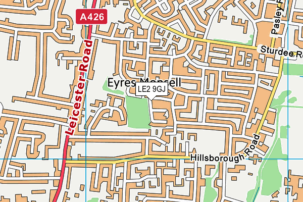 LE2 9GJ map - OS VectorMap District (Ordnance Survey)
