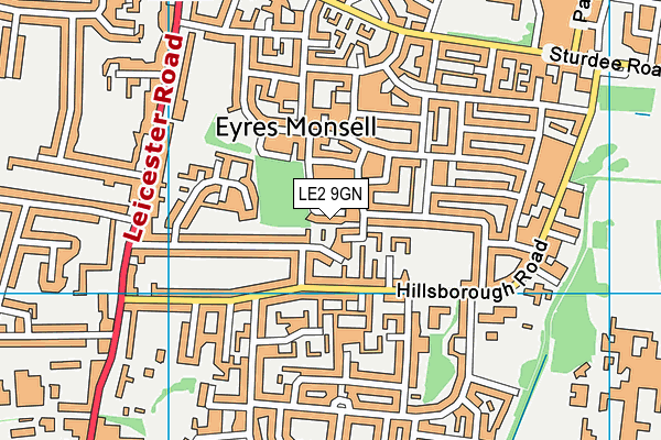 LE2 9GN map - OS VectorMap District (Ordnance Survey)