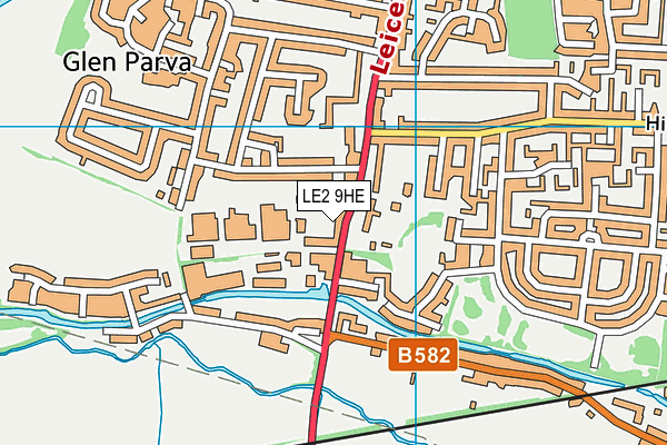 LE2 9HE map - OS VectorMap District (Ordnance Survey)