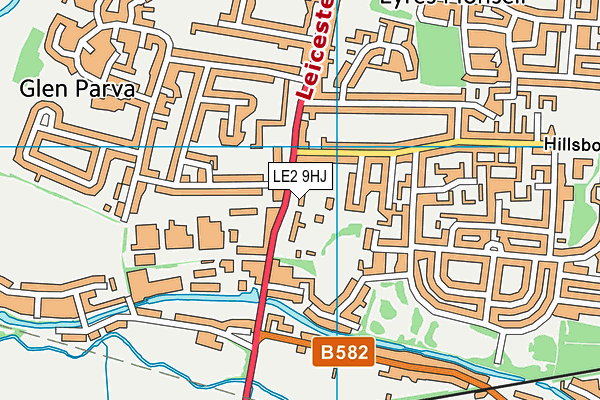 LE2 9HJ map - OS VectorMap District (Ordnance Survey)