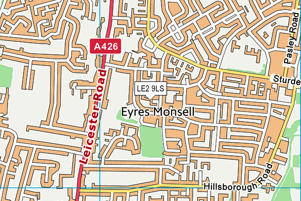 LE2 9LS map - OS VectorMap District (Ordnance Survey)