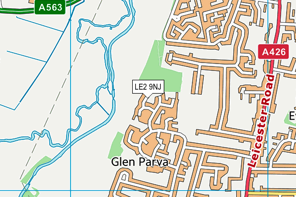 LE2 9NJ map - OS VectorMap District (Ordnance Survey)