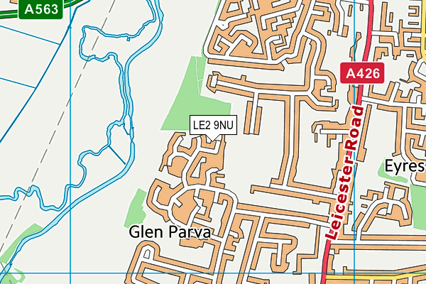 LE2 9NU map - OS VectorMap District (Ordnance Survey)