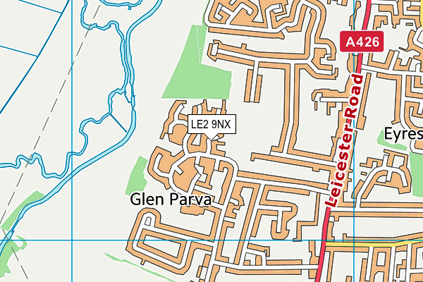 LE2 9NX map - OS VectorMap District (Ordnance Survey)