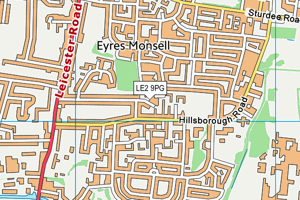 LE2 9PG map - OS VectorMap District (Ordnance Survey)