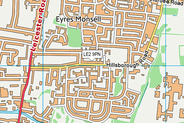 LE2 9PN map - OS VectorMap District (Ordnance Survey)