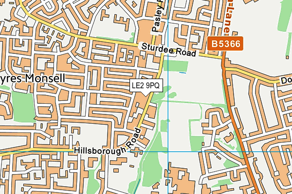 LE2 9PQ map - OS VectorMap District (Ordnance Survey)