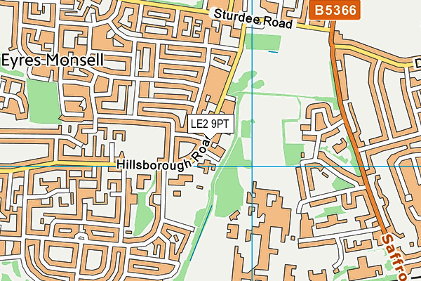 LE2 9PT map - OS VectorMap District (Ordnance Survey)
