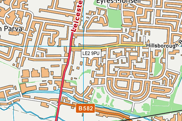 LE2 9PU map - OS VectorMap District (Ordnance Survey)
