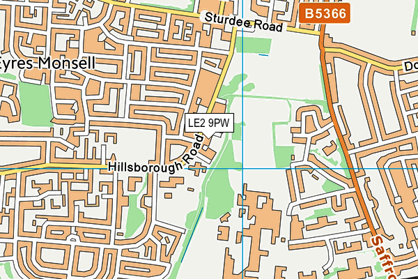 LE2 9PW map - OS VectorMap District (Ordnance Survey)