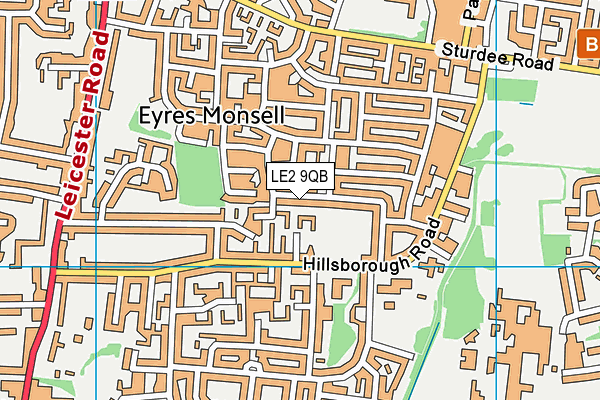 LE2 9QB map - OS VectorMap District (Ordnance Survey)