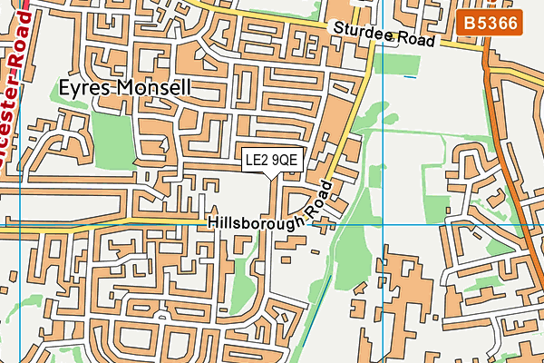 LE2 9QE map - OS VectorMap District (Ordnance Survey)