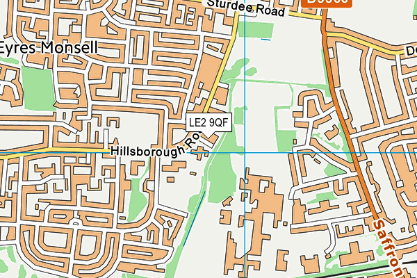LE2 9QF map - OS VectorMap District (Ordnance Survey)