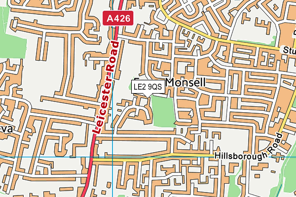 LE2 9QS map - OS VectorMap District (Ordnance Survey)