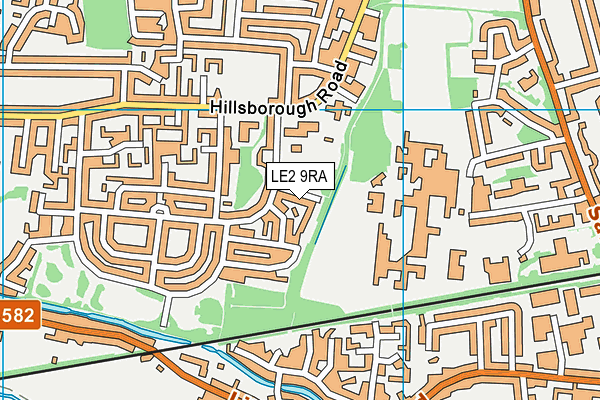 LE2 9RA map - OS VectorMap District (Ordnance Survey)