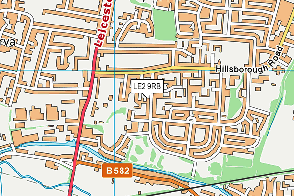 LE2 9RB map - OS VectorMap District (Ordnance Survey)