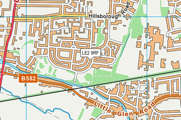 LE2 9RF map - OS VectorMap District (Ordnance Survey)