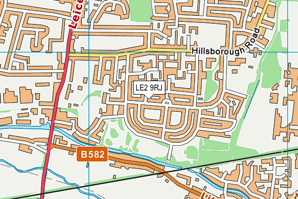 LE2 9RJ map - OS VectorMap District (Ordnance Survey)