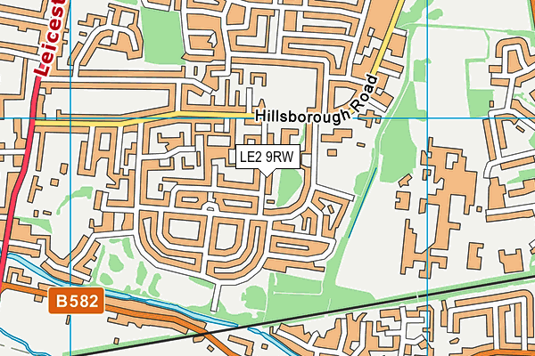 LE2 9RW map - OS VectorMap District (Ordnance Survey)