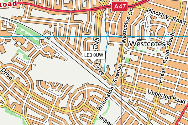 LE3 0UW map - OS VectorMap District (Ordnance Survey)