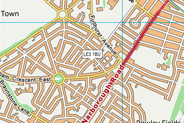 LE3 1BU map - OS VectorMap District (Ordnance Survey)