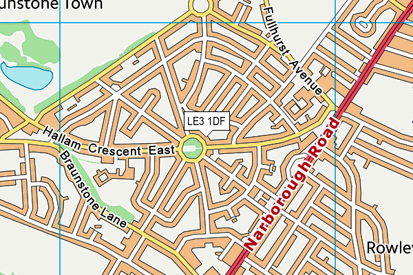 LE3 1DF map - OS VectorMap District (Ordnance Survey)