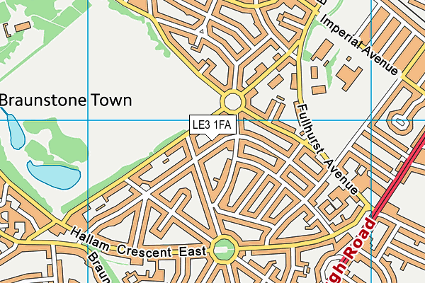 LE3 1FA map - OS VectorMap District (Ordnance Survey)