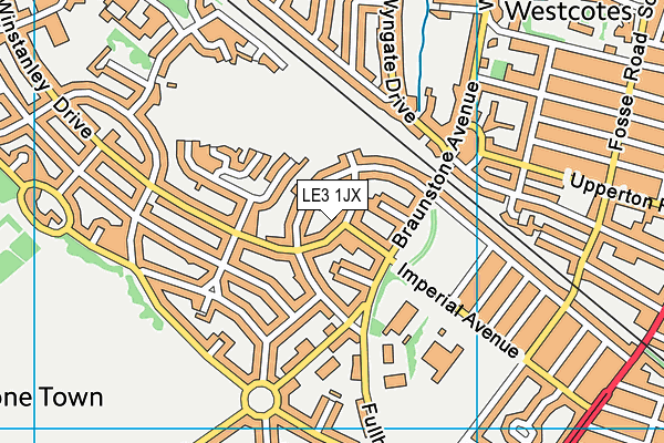 LE3 1JX map - OS VectorMap District (Ordnance Survey)