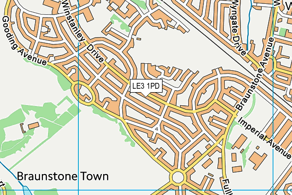 LE3 1PD map - OS VectorMap District (Ordnance Survey)