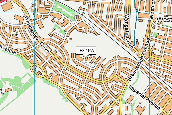 LE3 1PW map - OS VectorMap District (Ordnance Survey)