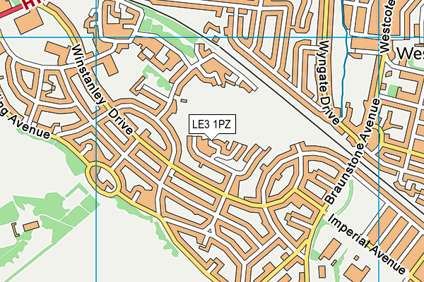 LE3 1PZ map - OS VectorMap District (Ordnance Survey)
