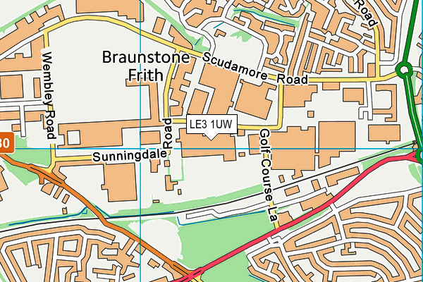 LE3 1UW map - OS VectorMap District (Ordnance Survey)