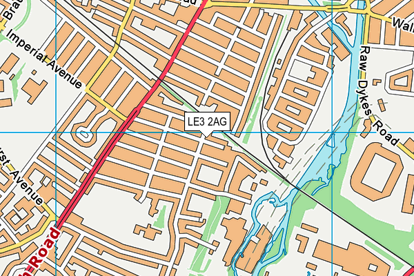 LE3 2AG map - OS VectorMap District (Ordnance Survey)