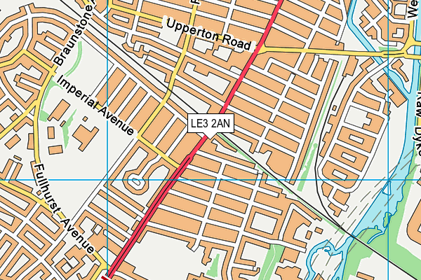 LE3 2AN map - OS VectorMap District (Ordnance Survey)