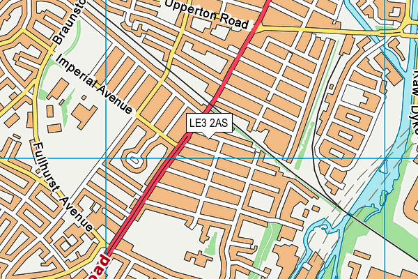 LE3 2AS map - OS VectorMap District (Ordnance Survey)