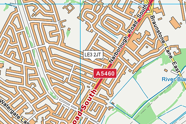 LE3 2JT map - OS VectorMap District (Ordnance Survey)