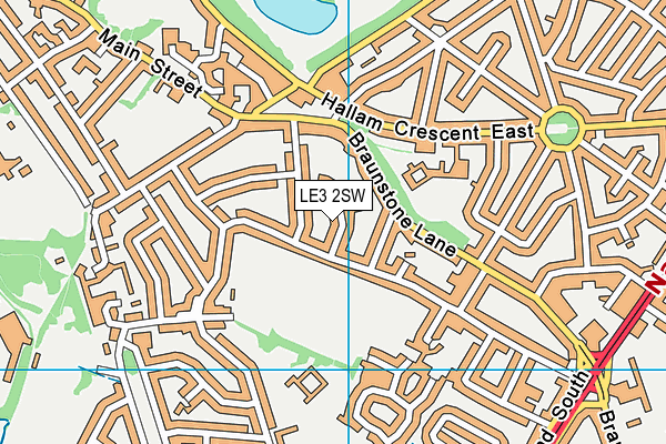 LE3 2SW map - OS VectorMap District (Ordnance Survey)