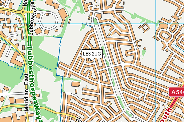 LE3 2UG map - OS VectorMap District (Ordnance Survey)