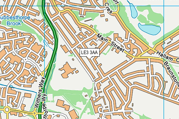 LE3 3AA map - OS VectorMap District (Ordnance Survey)
