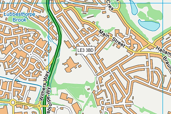 LE3 3BD map - OS VectorMap District (Ordnance Survey)