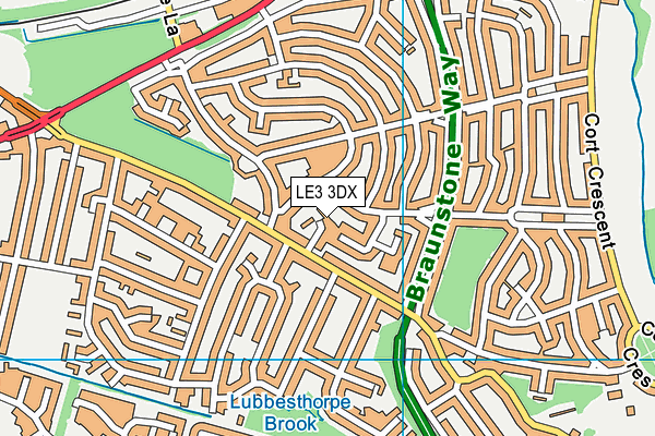 LE3 3DX map - OS VectorMap District (Ordnance Survey)