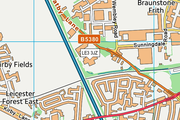 LE3 3JZ map - OS VectorMap District (Ordnance Survey)